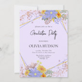 マイヴのシックな野生のフローラ水のカラーフォトの卒業 招待状 (裏面)