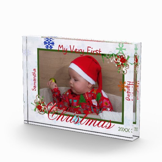 マイヴェリ初めてのクリスマス男の赤ちゃん パーソナライズされた フォトブロック (右)