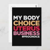 マイ体チョイス子宮ビジネスプロチョイスフェミニスト ポストカード (正面/裏面)