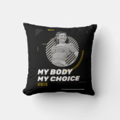 マイ体マイチョイスレトロ女性権利イラストレーション クッション (正面)