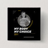 マイ体マイチョイスレトロ女性権利イラストレーション 缶バッジ (正面)