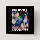 マイ体マイチョイス女性の権利イラストレーション 缶バッジ (正面)