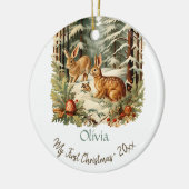 マイ初めてのクリスマスかわいいヴィンテージブニーベビー名 セラミックオーナメント (左)