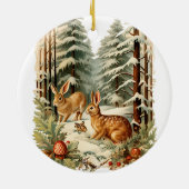 マイ初めてのクリスマスかわいいヴィンテージブニーベビー名 セラミックオーナメント (裏面)