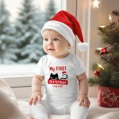 マイ初めてのクリスマスかわいい子カスタム猫ベビー名 ベビーボディスーツ