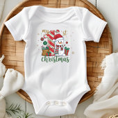 マイ初めてのクリスマスかわいい雪だるま ベビーボディスーツ