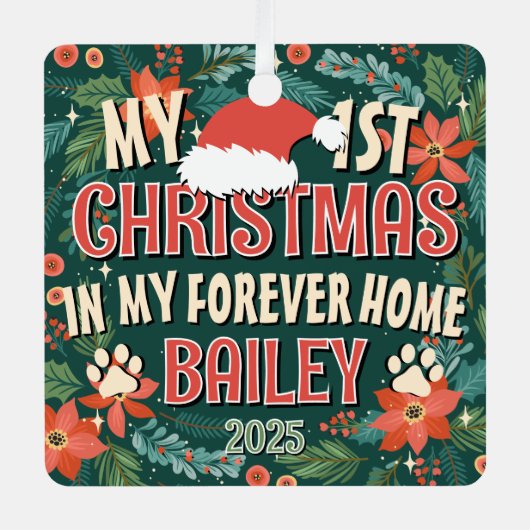 マイ初めてのクリスマスインマイフォーエバーホームはっきりしたリース メタルオーナメント (正面)