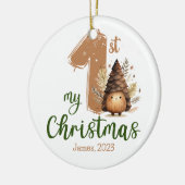 マイ初めてのクリスマスウォーターカラーコーン名レトロ セラミックオーナメント (左)