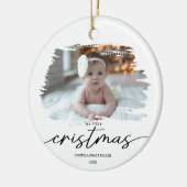 マイ初めてのクリスマスエレガントモダンベビー写真 セラミックオーナメント (左)