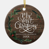 マイ初めてのクリスマスオーナメントと誕生統計 セラミックオーナメント (正面)