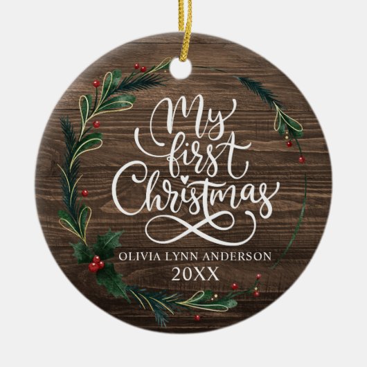 マイ初めてのクリスマスオーナメントと誕生統計 セラミックオーナメント (正面)
