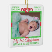 マイ初めてのクリスマスカスタムベビー写真名ギフトボックス セラミックオーナメント (右)