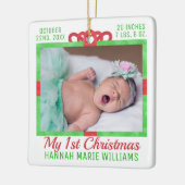 マイ初めてのクリスマスカスタムベビー写真名ギフトボックス セラミックオーナメント (左)