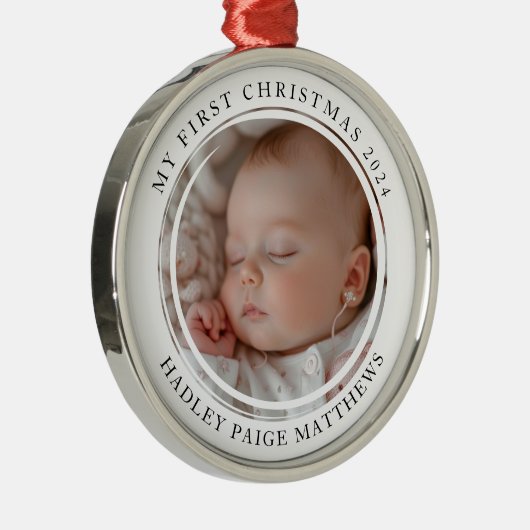 マイ初めてのクリスマスカスタムベビー写真 メタルオーナメント (右)