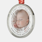 マイ初めてのクリスマスカスタムベビー写真 メタルオーナメント (左)