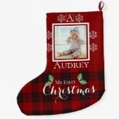 マイ初めてのクリスマスカスタムモノグラム写真 ラージクリスマスストッキング (裏面)