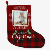 マイ初めてのクリスマスカスタムモノグラム写真 ラージクリスマスストッキング (正面)