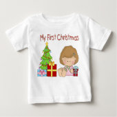 マイ初めてのクリスマスガール乳児長袖Tシャツ ベビーTシャツ (正面)