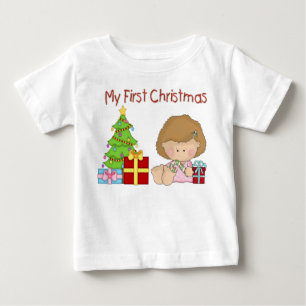 マイ初めてのクリスマスガール乳児長袖Tシャツ ベビーTシャツ