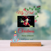 マイ初めてのクリスマスキャンドル追加ベビーの写真名leav アクリルサイン (ニュートラル)