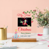 マイ初めてのクリスマスキャンドル追加ベビーの写真名leav アクリルサイン (ウェディング)