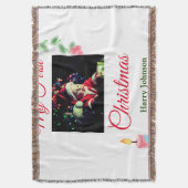 マイ初めてのクリスマスキャンドル追加ベビーの写真名leav スローブランケット (正面縦)