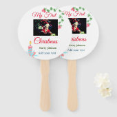 マイ初めてのクリスマスキャンドル追加ベビーの写真名leav ハンドファン (正面&裏面)