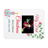 マイ初めてのクリスマスキャンドル追加ベビーの写真名leav マグネット (横)