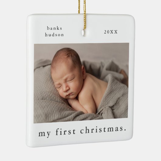マイ初めてのクリスマスシンプルベビー写真 セラミックオーナメント (右)