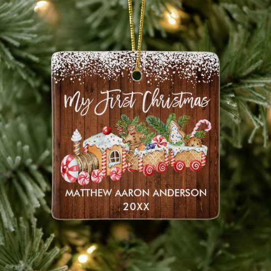 マイ初めてのクリスマスジンジャーブレッドトレインスノーベビー セラミックオーナメント (ツリー)