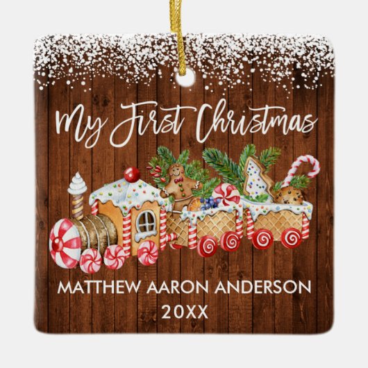 マイ初めてのクリスマスジンジャーブレッドトレインスノーベビー セラミックオーナメント (正面)