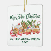 マイ初めてのクリスマスジンジャーブレッドトレインベビーグリーン セラミックオーナメント (左)