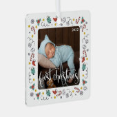 マイ初めてのクリスマススクリプトベビー誕生の統計情報と写真 メタルオーナメント (正面右)