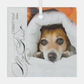 マイ初めてのクリスマススクリプト縦写真スノーフレーク ガラスオーナメント (正面)