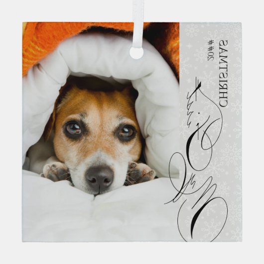 マイ初めてのクリスマススクリプト縦写真スノーフレーク ガラスオーナメント (裏面)