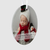 マイ初めてのクリスマススストライプホワイトカスタムベビー写真 オーナメント (正面)