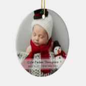 マイ初めてのクリスマススストライプホワイトカスタムベビー写真 セラミックオーナメント (右)