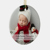 マイ初めてのクリスマススストライプホワイトカスタムベビー写真 セラミックオーナメント (右)