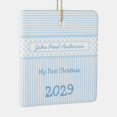 マイ初めてのクリスマスストライプズミニティーTeeフォトオーナメント セラミックオーナメント (右)