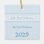マイ初めてのクリスマスストライプズミニティーTeeフォトオーナメント セラミックオーナメント (正面)