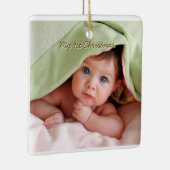 マイ初めてのクリスマスストライプズミニティーTeeフォトオーナメント セラミックオーナメント (右)