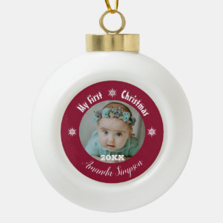 マイ初めてのクリスマススノーフレークフレームオーナメント セラミックボールオーナメント