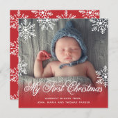 マイ初めてのクリスマススノーフレーク(赤)写真 シーズンカード (正面/裏面)