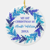 マイ初めてのクリスマスズアウンティエレガントブルーリース セラミックオーナメント (裏面)