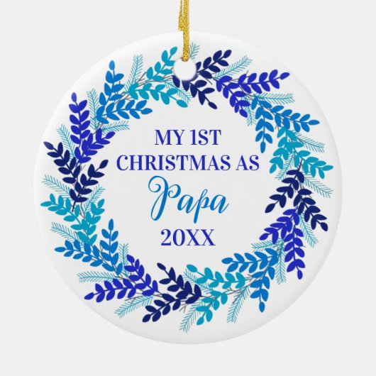 マイ初めてのクリスマスズエレガントパブルーリース セラミックオーナメント (裏面)