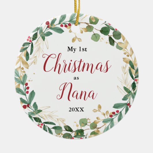 マイ初めてのクリスマスズナおばあちゃんエレガント写真 セラミックオーナメント (正面)