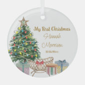 マイ初めてのクリスマスツリーアンドクリブ新生児 ガラスオーナメント (正面)