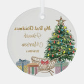 マイ初めてのクリスマスツリーアンドクリブ新生児 ガラスオーナメント (裏面)