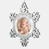 マイ初めてのクリスマスパーソナライズされたエレガントベビー写真 スノーフレークピューターオーナメント (右)