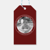 マイ初めてのクリスマスパーソナライズされたベビーフォトレッド ギフトタグ (裏面)